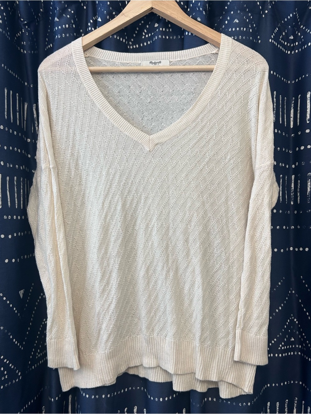 Madewell 100% Cotton Oversized Lightweight V Neck Sweater Size XS